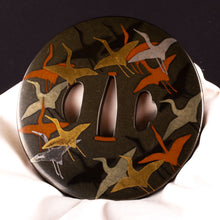 Shibuichi Tsuba Decorated with 1000 Paper Cranes Theme