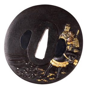 Iron Daisho Tsuba Set Decorated with Uji Gawa Senjin - Samurai
