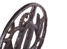 Iron Sukashi Tsuba Decorated with Bamboo and Snowflake