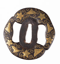 Iron Heianjo School Tsuba - Flowers and Karakusa