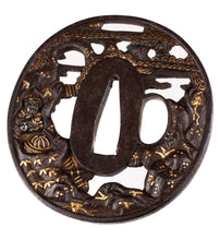 Iron Soten Style Tsuba - Minamoto Yoritomo at Ishibashi-Yama