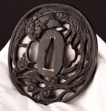 Iron Sukashi Tsuba Decorated with Phoenix 85 mm x 80 mm x 4 mm