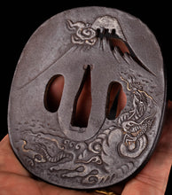 Iron Dragon And Fuji San Theme Tsuba