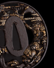 Iron Soten Style Tsuba - Minamoto Yoritomo at Ishibashi-Yama