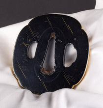 Polished Shakudo Bushu School Tsuba - Rain, Thunder and Pine Needles