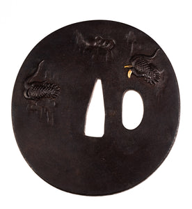 Iron Tsuba Signed "Tamagawa Yoshihisa" with NBTHK Hozon Tosogu - Dragon