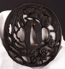 Iron Sukashi Tsuba Decorated with Phoenix 85 mm x 80 mm x 4 mm