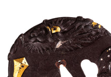 Iron Tsuba Decorated with Dragon and Waves