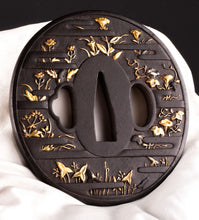 Iron Tsuba Decorated with Flowers - Egawa School