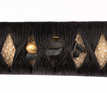 Katana Tsuka with Fuchikashira Signed "Kusakawa Hidemasa" - Crane and Tea Ceremony Utensils