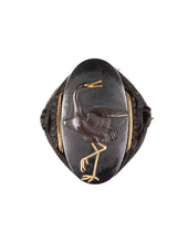 Katana Tsuka with Fuchikashira Signed "Kusakawa Hidemasa" - Crane and Tea Ceremony Utensils