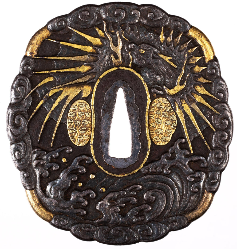Hizen School Dragon Tsuba with NBTHK Hozon Tosogu