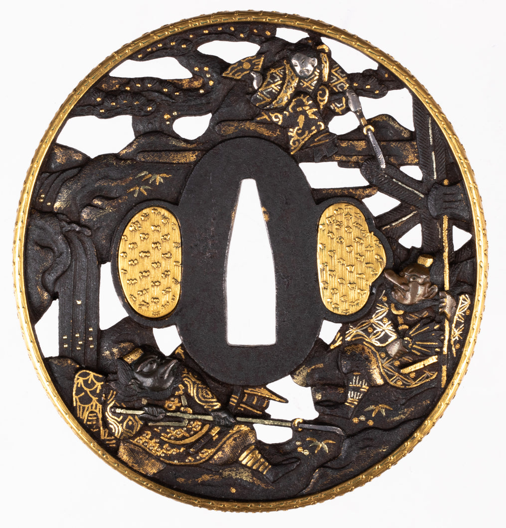 Soten School Tsuba with NBTHK Hozon Tosogu - Mt. Kurama