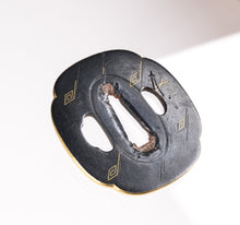Shakudo Hira Zogan Rain and Thunders Tsuba - Gilded Rim