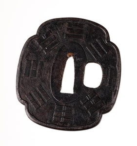 Iron Tsuba Decorated with European Armillary Sphere, Stars Constellation and Bagua