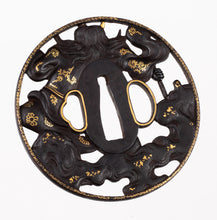 Soten School Tsuba Decorated with Demon Dancing On the Clouds