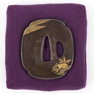 Kyo-Kinko Shibuichi Tsuba with NBTHK Hozon Tosogu