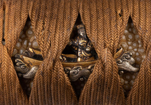 Wakizashi Jabara Ito Maki Tsuka with Shakudo Fittings - 16 cm